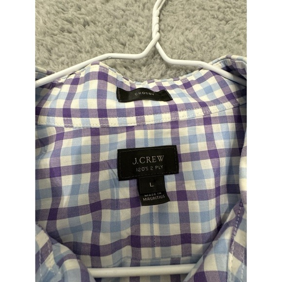 J. Crew Shirt Men's L Plaid‎ Button Down Long Sleeve Crosby 120's 2-ply Cotton - Picture 2 of 9